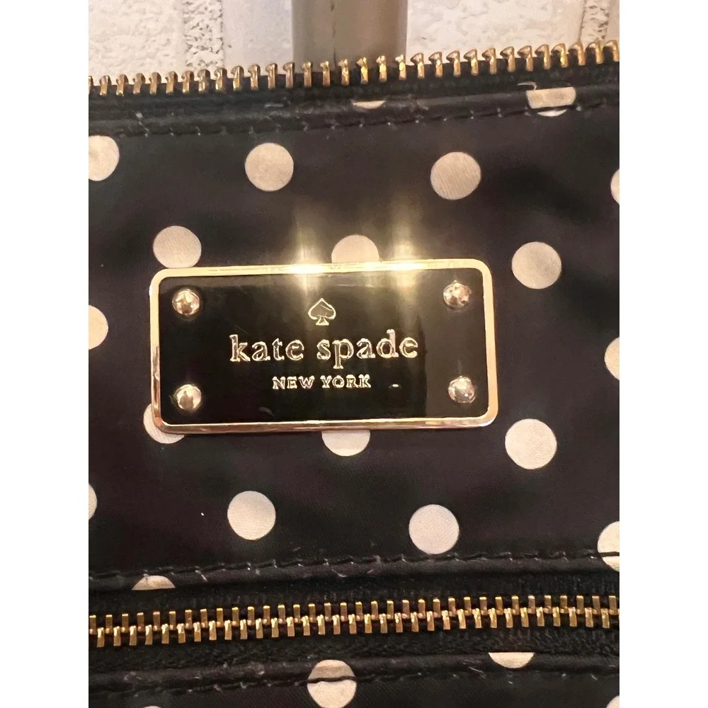 Kate Spade New York Polka Dot Nylon‎ Crossbody Bag Black White Gold Hardware